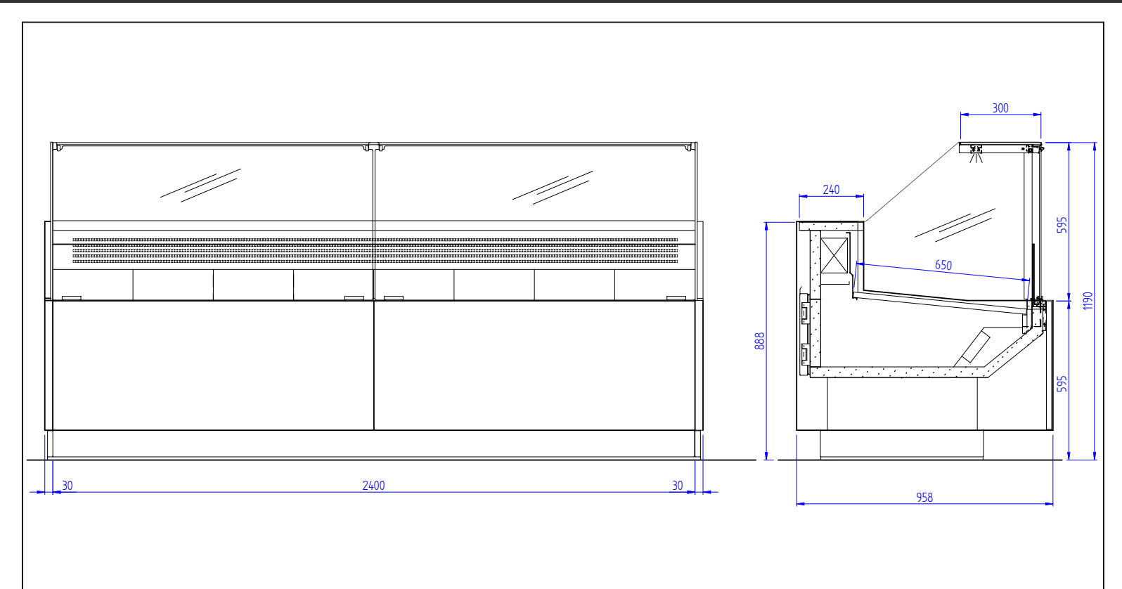 Plug in Serve Over Counter - 250 CM Meat Display