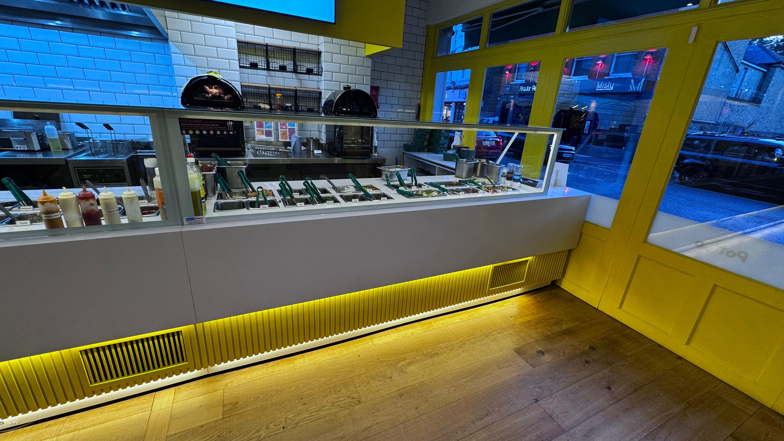 Custom Made Salad Sandwich Display Fridge in yellow.