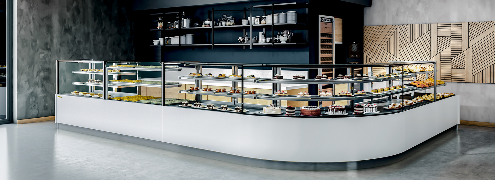 Oval L Shape Corner Custom Made Display Fridge