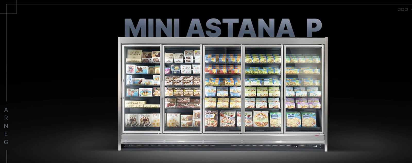 Arneg Integral Mini Astana P slim plug-in multideck freezer – eco-friendly R290 unit for frozen food
