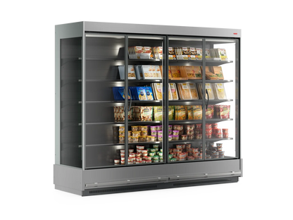 Closed multideck fridge with glass doors – Arneg Osaka 3P for chilled food and drinks