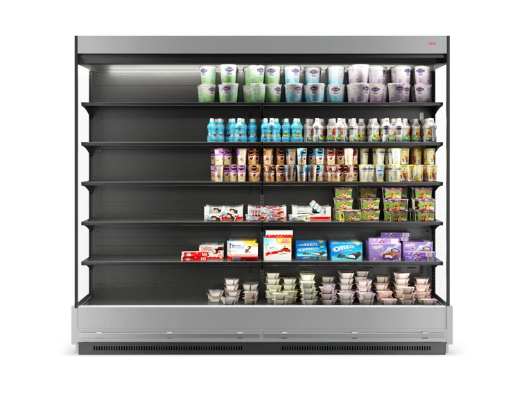 Open-front multideck display fridge by Arneg – ideal for chilled drinks and dairy in supermarkets