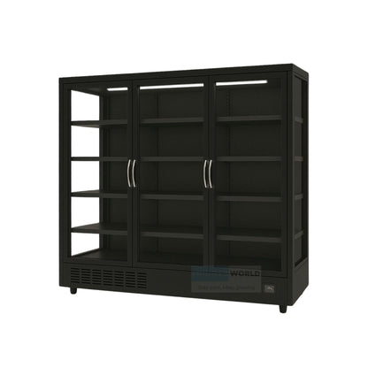 Fridges World 3 Doors multideck display fridge – plug-in model ideal for supermarkets and convenience stores, featuring adjustable shelving, LED lighting, and energy-efficient cooling for fresh food and drinks